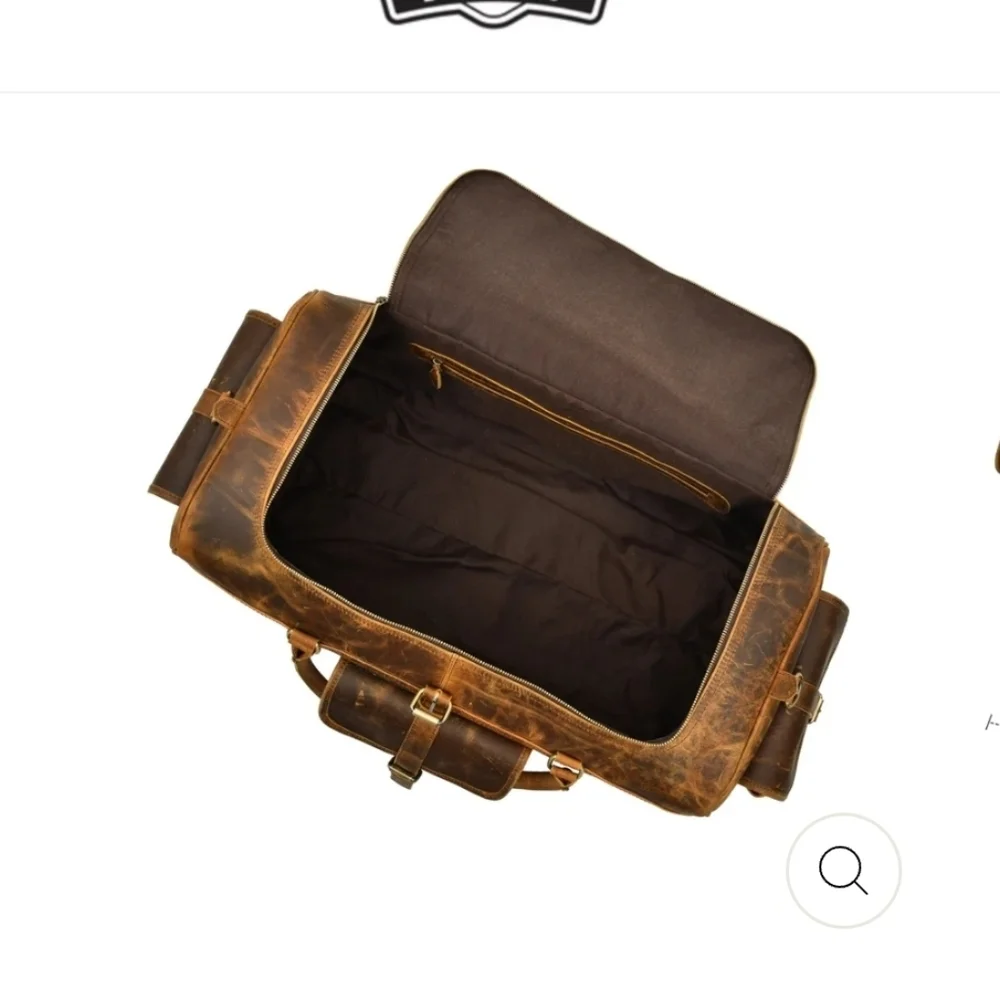 Retro Buffalo Leather Duffle Bag - Recondite Sepia by Sam's Buffalo 26 In NWT's